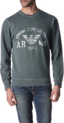 ARMANI JEANS Logo and graphic print sweatshirt