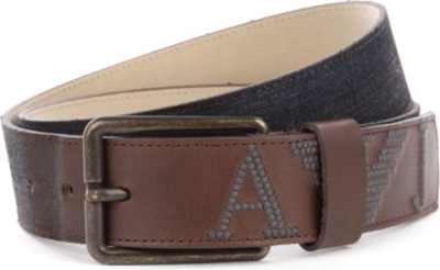 ARMANI JEANS Leather and denim belt