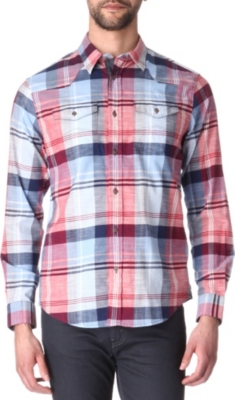 ARMANI JEANS Checked slub shirt