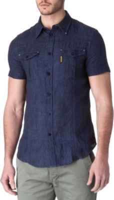 ARMANI JEANS Two-pocket linen shirt