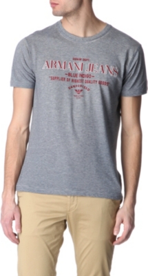 ARMANI JEANS Logo-printed striped t-shirt