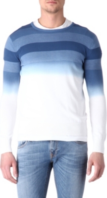 ARMANI JEANS Dip-dyed striped jumper