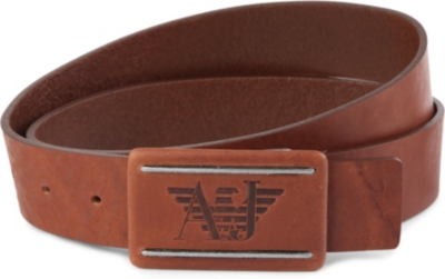 ARMANI JEANS Covered buckle leather belt