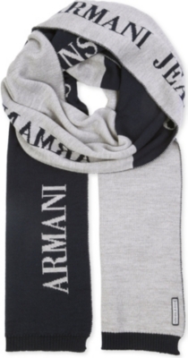 ARMANI JEANS Two-tone logo scarf