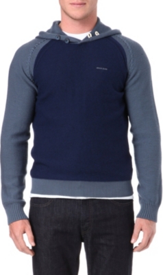 ARMANI JEANS Top clasp knitted hoody