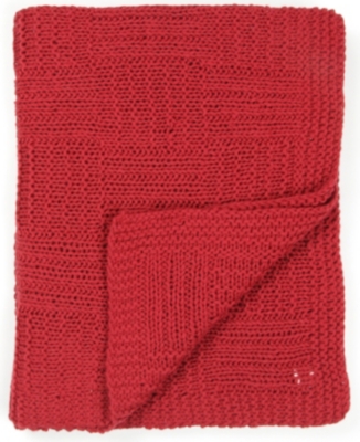 LINUM Red chunky kint throw