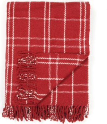 LINUM Red and white check throw