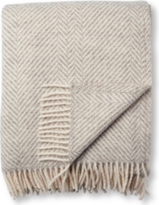 GREEN GROVE WEAVERS Silver Chevron Jacob wool throw