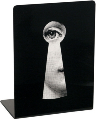 FORNASETTI Viso 'Face Through Keyhole' bookends black