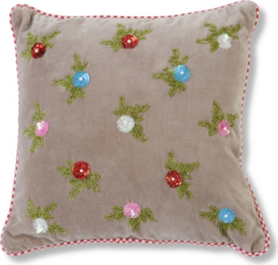 PIP STUDIO Glamour roses khaki cushion