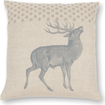 THORNBACK & PEEL Stag and polka dot linen cushion