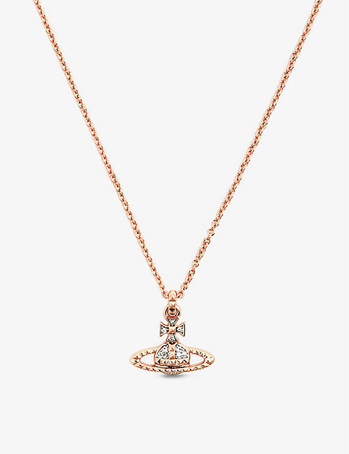 VIVIENNE WESTWOOD JEWELLERY: Mayfair Bas Relief rose gold and rhodium-plated brass and crystal pendant necklace