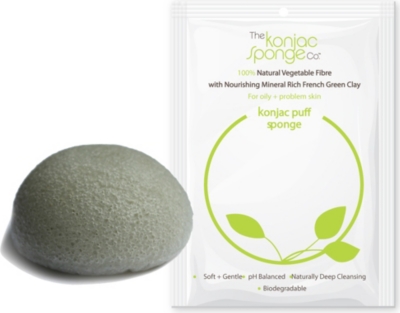 THE KONJAC SPONGE COMPANY Konjac puff sponge with French green clay - normal to oily skin