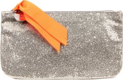 LOUISON Glitter grosgrain-detail make-up bag