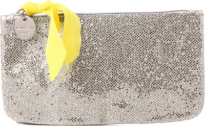 LOUISON Glitter grosgrain-detail make-up bag