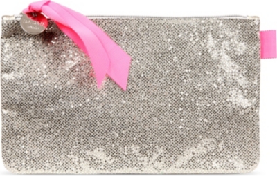 LOUISON Glitter Kitty grosgrain-detail make-up bag