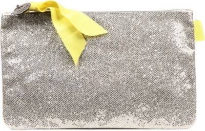 LOUISON Glitter Kitty grosgrain-detail make-up bag
