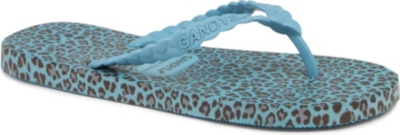 GANDYS Blue Leopard flip flops