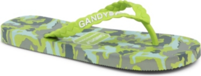 GANDYS Green Army Print flip flops