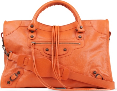 BALENCIAGA Giant City leather tote with brass hardware