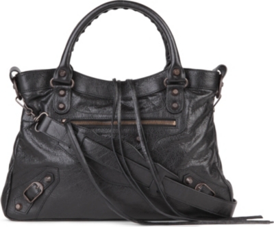 BALENCIAGA Classic Town leather tote with brass hardware