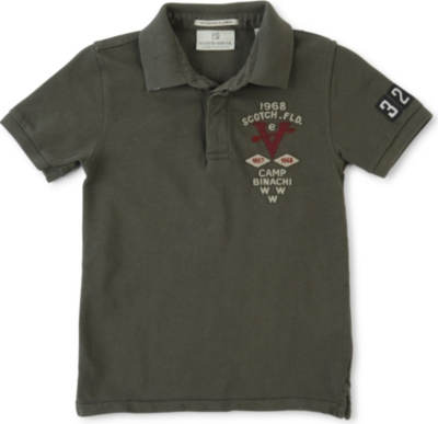 SCOTCH SHRUNK Embroidered polo shirt 4-14 years (Khaki