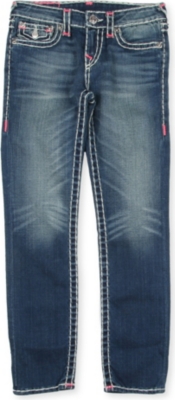 TRUE RELIGION Super T pink detail slim-fit jeans 4-14 years
