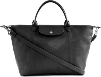 LONGCHAMP Le Pliage Cuir medium handbag in black