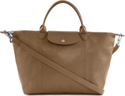 LONGCHAMP Le Pliage Cuir medium handbag in camel