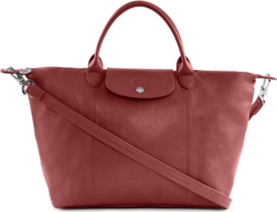 LONGCHAMP Le Pliage Cuir medium handbag in rouge