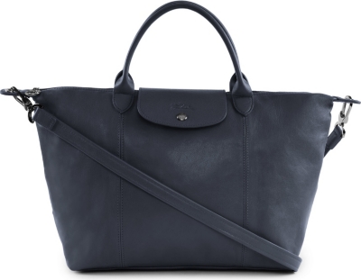 LONGCHAMP Le Pliage Cuir medium handbag in marine