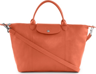 LONGCHAMP Le Pliage cuir medium handbag in paprika
