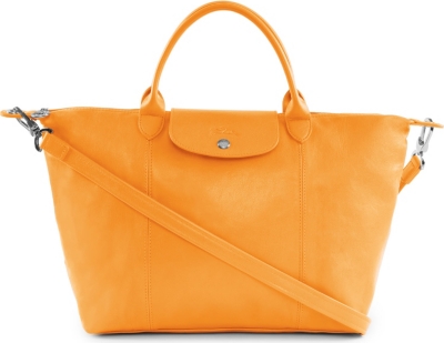 LONGCHAMP Le Pliage Cuir medium handbag in sunshine