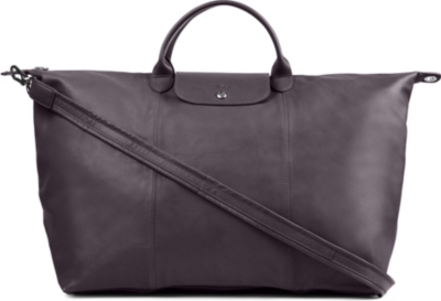 LONGCHAMP Le Pliage Cuir travel bag in myrtille