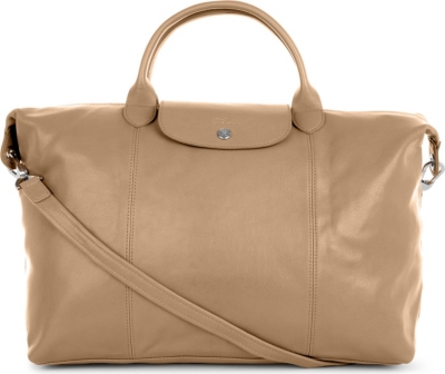 LONGCHAMP Le Pliage Cuir large handbag in sand