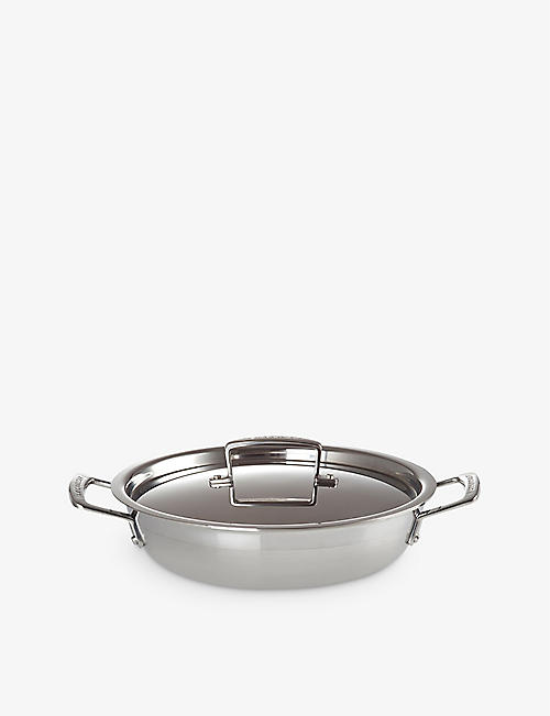 LE CREUSET: 3-ply stainless-steel uncoated shallow casserole dish 24cm