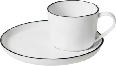 BROSTE: Salt porcelain cup and saucer