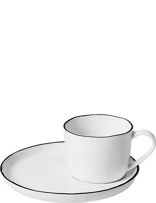 BROSTE: Salt porcelain cup and saucer