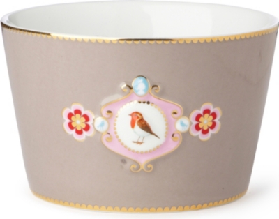 PIP STUDIO Love birds bowl khaki medallion 12.5cm