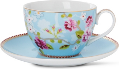 PIP STUDIO Blue cappuccino cup and saucer