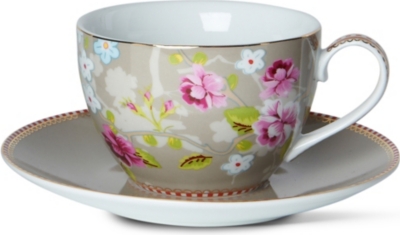 PIP STUDIO Khaki cappuccino cup and saucer