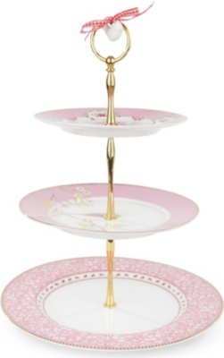 PIP STUDIO Pink three-tiered cake stand