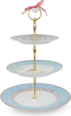 PIP STUDIO Blue three-tiered cake stand