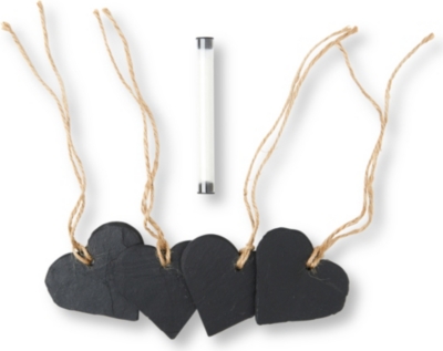 JUST SLATE Set of four heart shaped napkin name tags