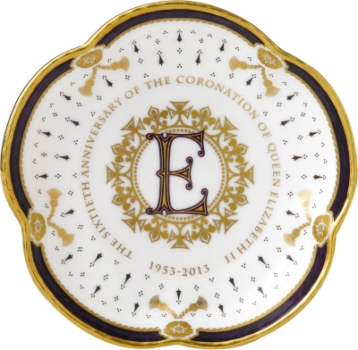 ROYAL CROWN DERBY Coronation ER Limited Edition Five Petal tray