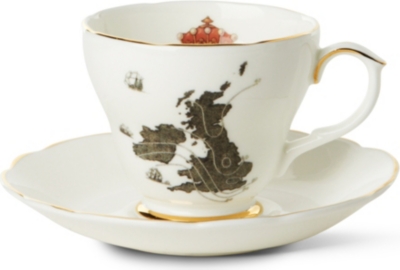 ALI MILLER Uk Map teacup and saucer