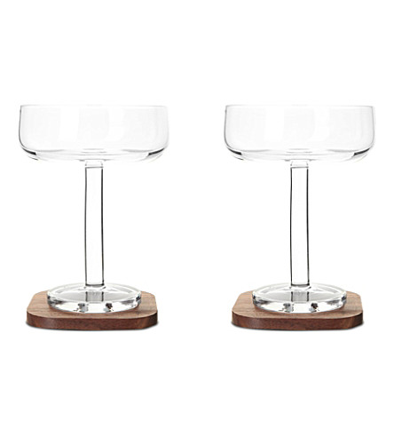 LSA   Set of two city bar champagne saucers and coasters