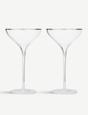 LSA Savoy Platinum pair of champagne saucers