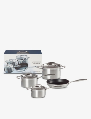 LE CREUSET 3-ply Stainless Steel four-piece saucepan set