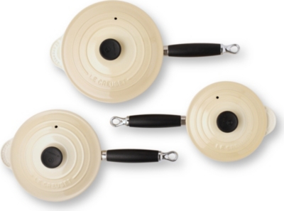 LE CREUSET Cast iron saucepan set three-piece (Almond